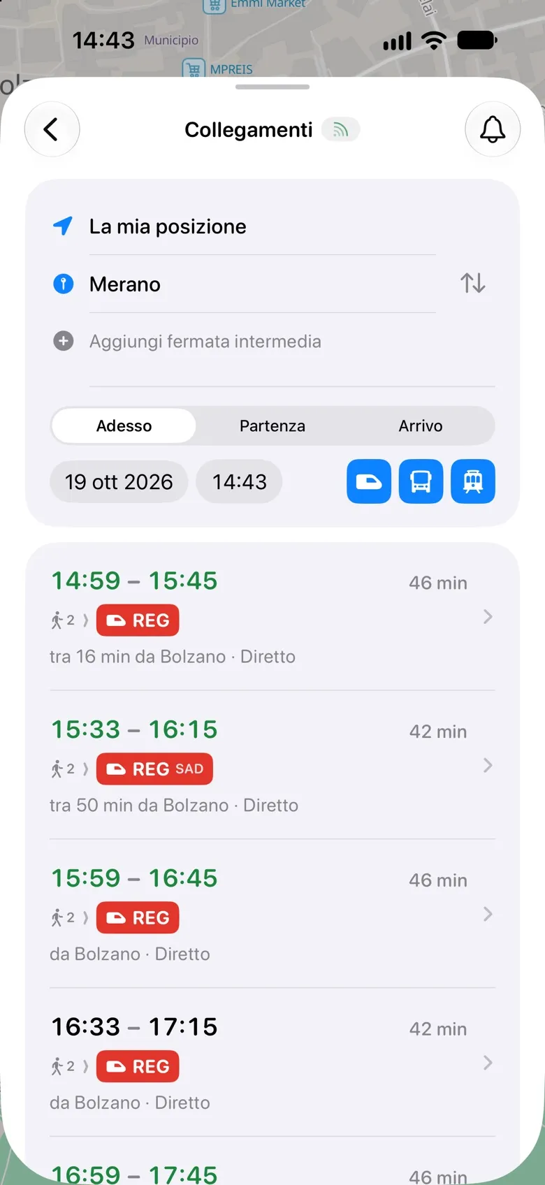 Collegamenti dalla mia posizione a Merano